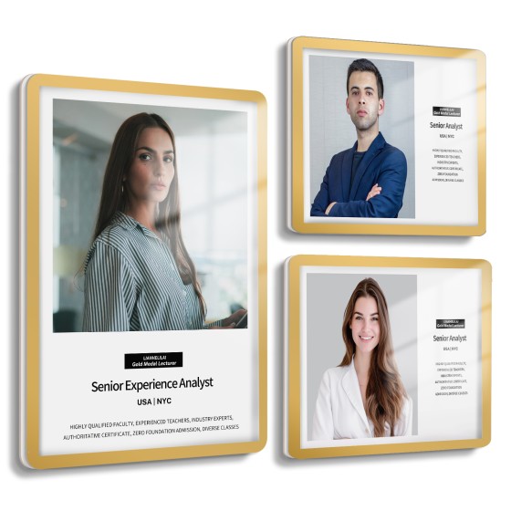 8.5x11 Wall Sign Holder Floating 3 Pack, Self-Adhesive Display Frame for Document/Poster/Paper Office/Store/Wall Mounted for Door/Window Display Holder with Horizontal and Vertical (Gold)